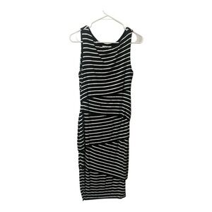 Bailey 44 Black and White Striped Tiered Layered Asymmetrical Sleeveless Dress